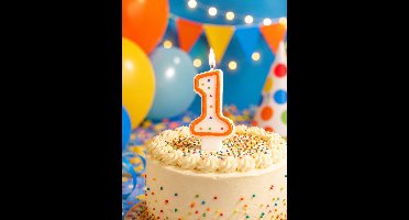 Verjaardagstaart kaarsje – Cijfer 1 - Cijferkaars met stippen - oranje - Happy Birthday kaars – verjaardags kaars – gekleurde kaarsje – taartdecoratie – feest - taartversiering – feestartikel – verjaardagscadeau - taartaccesoires