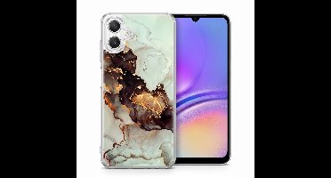 Geschikt voor Samsung Galaxy A06 Hoesje - Marmer Design - Shockproof Telefoonhoes - Transparante Back Cover Wit