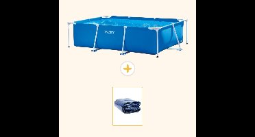 Intex Rechthoekig Frame Zwembad - 220 x 150 x 60 cm - Blauw - Inclusief Solarzeil - 2-delig