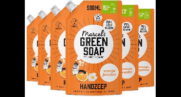 Marcel's Green Soap Handzeep Refill Sinaasappel & Jasmijn 6 x 500ml
