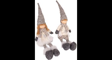 Winterkind 2 Ass Sitting Wit Grijs 26,5x 13,5xh58cm Resin