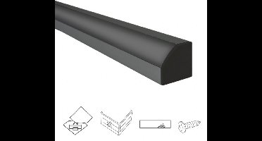 Aluminium led strip hoekprofiel zwart 2M breed - Compleet met afdekkap