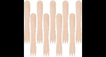 Excellent Houseware Snack vorkjes - patat vorkjes - friet vorkjes - 250x stuks - hout - 8.5 cm - bewuste keuze