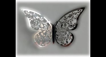 3D Zilveren Muurstickers - Elegante Set van 12 Vlinderstickers in 3 Maten - Wand decor - Kamer versiering - 3D vlinders