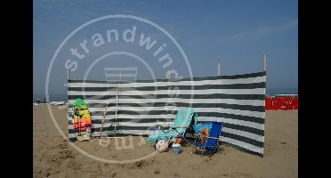 Strand Windscherm 5 meter dralon Grijs/Wit met houten stokken