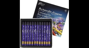 Aquarelkrijt | Wateroplosbaar krijt | Violet | L 9,3 cm | Dikte 8 mm | 12 stuks