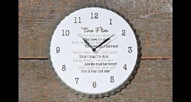 Wandklok Time Flies wit D25cm