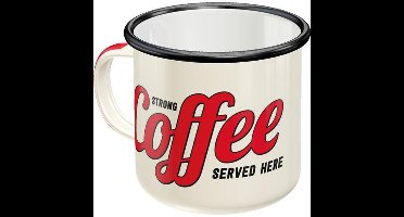 Emaille Mok Strong Coffee Served Here