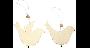 Creotime Vredesduif, afm 7,5x9,5 cm, poly hout, 10 assorti