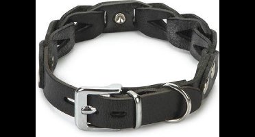 Beeztees leren halsband Connex. Zwart. 40 cm x 20 mm.