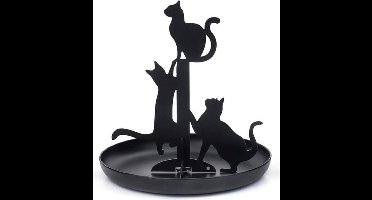 Kikkerland Sieradenhouder - Zwarte kat - Geschikt voor oorbellen / kettingen / armbanden - 14x13,5 cm