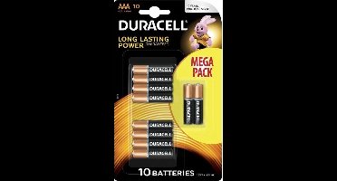 10 Stuks - Duracell MEGA PACK LR03 / AAA / R03 / MN 2400 1.5V alkaline batterij