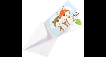 8 Uitnodigingen met enveloppen Fox & Beaver