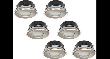 Groenovatie Inbouwspot - Rond - Waterdicht IP54 - Satijn - GU10 Fitting -  Ø 82mm - 6-Pack