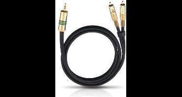 Oehlbach 2056 Cinch / Jackplug Audio Aansluitkabel [2x Cinch-stekker - 1x Jackplug male 3,5 mm] 1.00 m Zwart Vergulde s