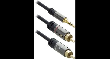 Ewent - Audiokabel - stereo ministekker (M) naar RCA x 2 (M) - 1.5 m - beschermd - zwart