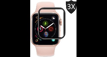 3x Screenprotector geschikt voor Apple Watch 40mm Series 4 - Full Screen Cover Volledig Beeld