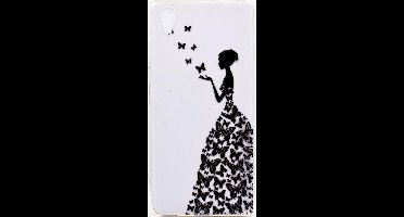 Shop4 - Sony Xperia XA1 Plus Hoesje - Zachte Back Case Vlinder Meisje Transparant