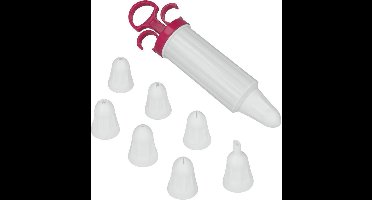 Metaltex - Versieringspuit met zuiger - 8 mondstukken