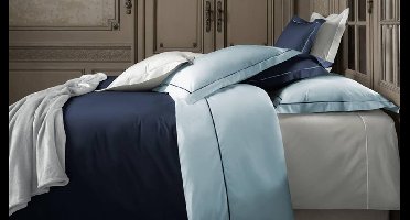 De Witte Lietaer Dekbedovertrek Katoen Perkal Bumblebee - Lits Jumeaux - 240 x 220 cm - Blauw