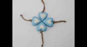 Houten hartje met touwtje-Sleutel hanger-  **4 stuks **