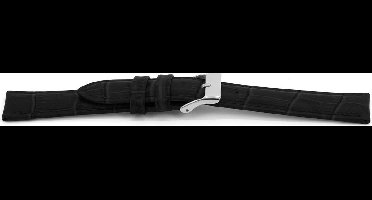 Horlogeband F156Z Croco Zwart Mat Zilver 18x16 mm