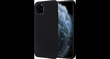 Hoesje geschikt voor iPhone 11 Pro Max - Matte Back Cover Microvezel Siliconen Case Hoes Zwart