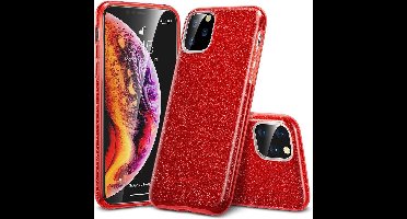 ESR Makeup Glitter-hoesje Geschikt voor iPhone 11 (6.1) - rood