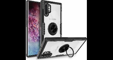 Ntech hoesje Geschikt voor Samsung Galaxy Note 10 Luxe TPU Magnetic Ring houder - Zwart