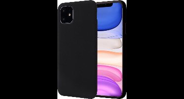 Hoesje geschikt voor iPhone 11 - Matte Back Cover Microvezel Siliconen Case Hoes Zwart