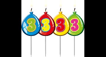 Kaarsje Birthday Ballonnen Cijfer 3