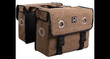 Willex Dubbele Fietstas - Canvas - Reflectie - 46 liter - Universele Bevestiging - Bruin
