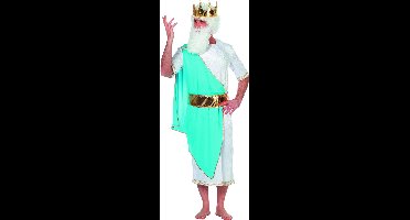 Wilbers & Wilbers - Griekse & Romeinse Oudheid Kostuum - Griekse God Zeus - Man - Blauw, Wit / Beige - Maat 52 - Carnavalskleding - Verkleedkleding