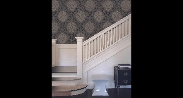 Dutch Wallcoverings Vliesbehang dessin flock - Bruin