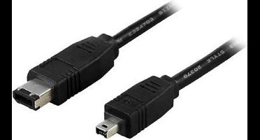 DELTACO FW-8, 4-p 6-p Zwart firewire-kabel, 1m