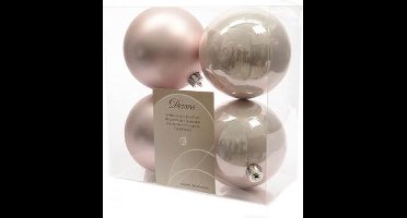 4 stuks 4 kerstballen poeder roze 100 mm