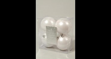 4 stuks 4 kerstballen winterwit 100 mm