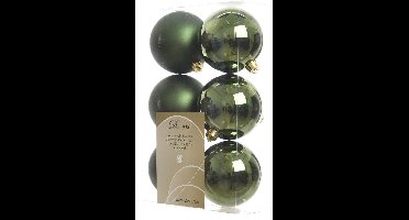 5 stuks Kerstbal plastic glans-mat diameter 8cm Dennen groen KSD