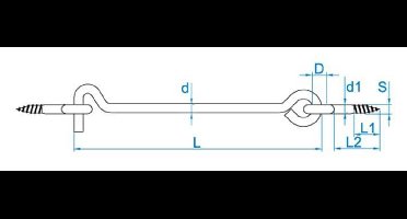 Gebu Windhaak met schroefogen verzinkt HD 60 gram 5.25 x 160mm