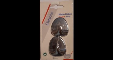 Universele handdoekhaken zelfklevend (setje van 2) zilverkleurig