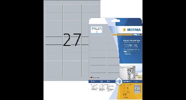 Herma 4592 Typeplaatje-etiketten - zilver - A4 - 63,5 x 29,6 mm