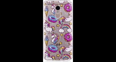Shop4 - Xiaomi Redmi 5 Plus Hoesje - Zachte Back Case Eenhoorntjes Regenboog Transparant