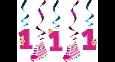 Swirls ik ben 1, roze, 60cm (1 zakje met 5 stuks)