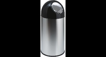 V-Part Pushbin Prullenbak - 40 l - RVS /Zwart