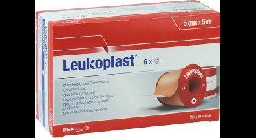 Leukoplast, hechtpleister met klemring 5cm x 5m, doosje 6 stuks