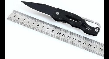 16CM outdoor survival mes - zwart / zwart