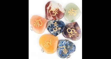 SET 7 Chakra Sanskriet symbolen hangers - 3.5x3.5 cm - S