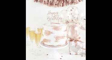 Happy birthday taart topper rose goud