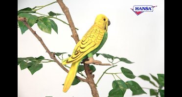 Hansa pluche grasparkiet tropische vogel deco knuffel 15 cm