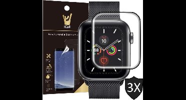Screenprotector geschikt voor Apple Watch Series 5 (40 mm) - PET Folie Full Screen Cover - 3 Stuks
